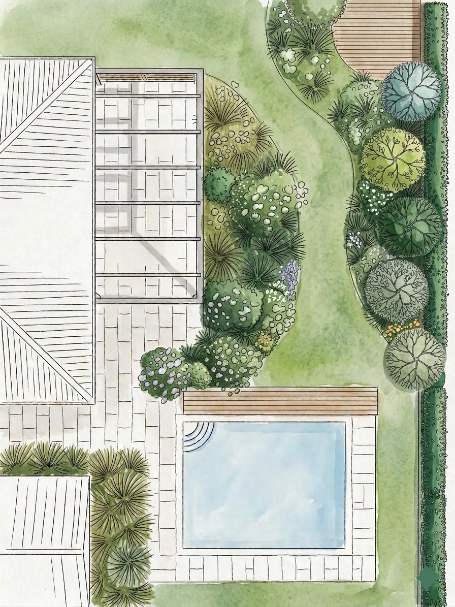Kleiner Poolgarten – Gartenplanung Referenz